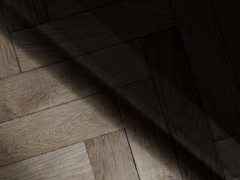 Herringbone wood floor laid